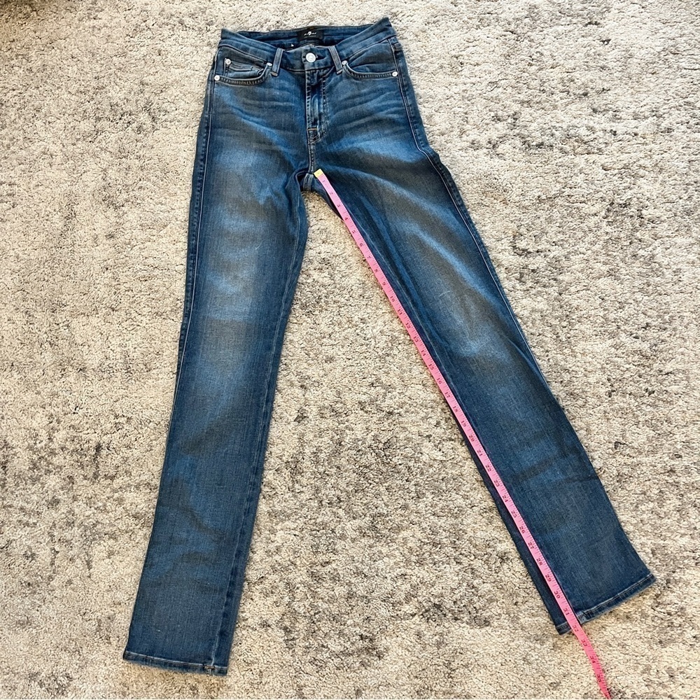 7 For All Mankind Kimmie Straight Leg Mid Rise Jeans, Medium Blue Wash - Size 25 - Picture 14 of 16